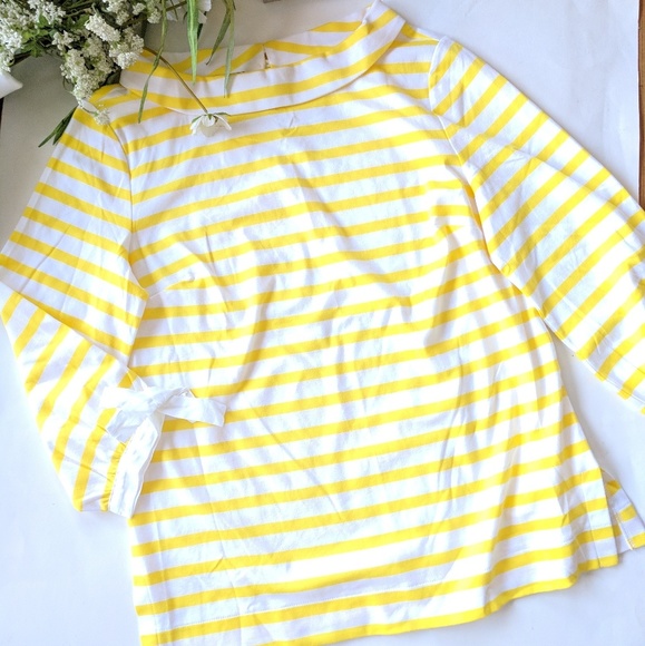 Talbots Tops - {Talbots} yellow striped mock neck top